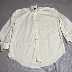 Lands' End Shirt 17 1/2 -35 Yellow Long Sleeve Button-Down Cotton Dress